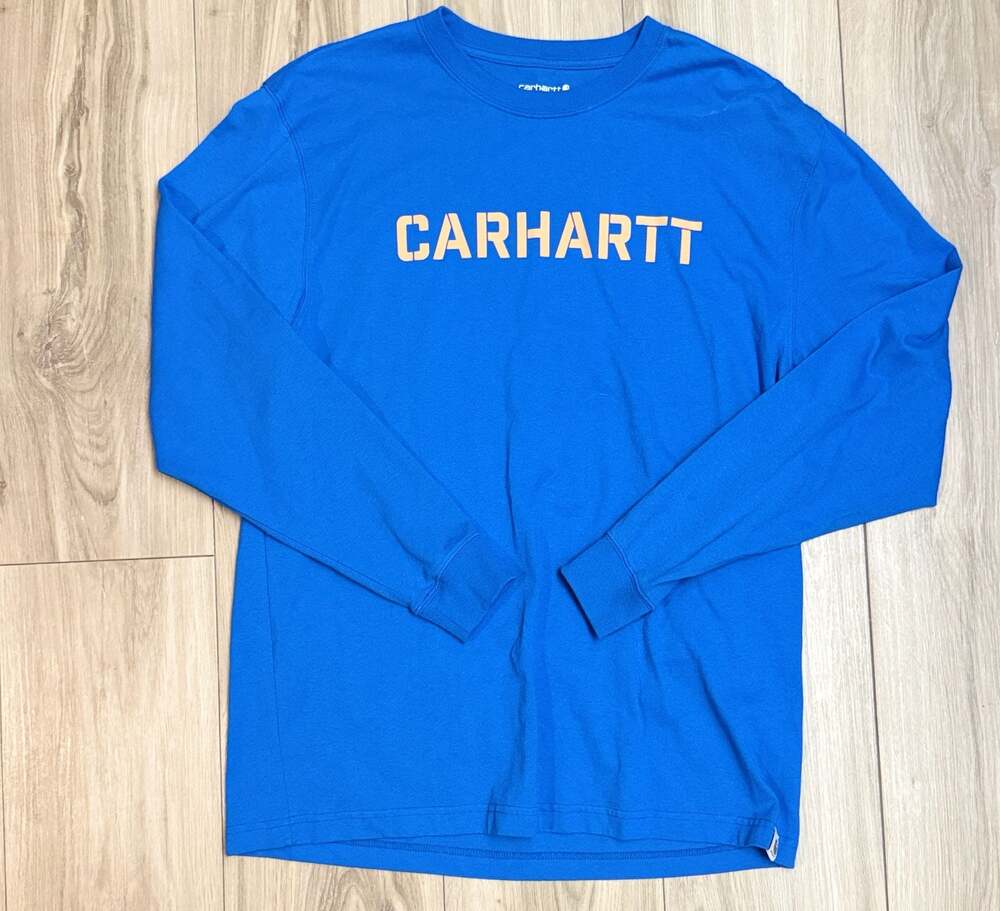 Carhartt Men's Loose Fit Long Sleeve T-Shirt, Blue, Medium